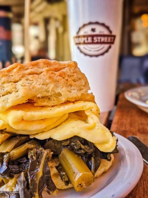 Farmers Biscuit with Collard Greens at Maple Street Biscuit Co Saint Augustine Florida 1