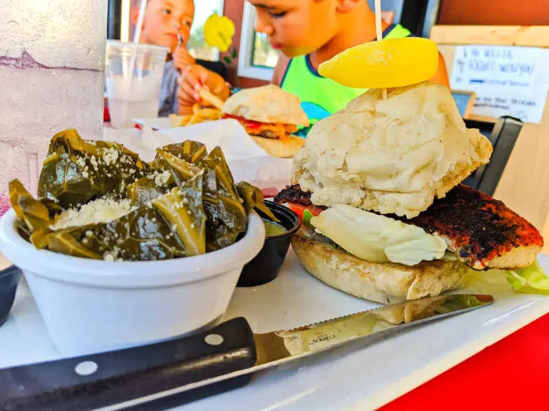 Fish Sandwich and Datil Pepper Collards at GAS Full Service Saint Augustine Florida 2020 1