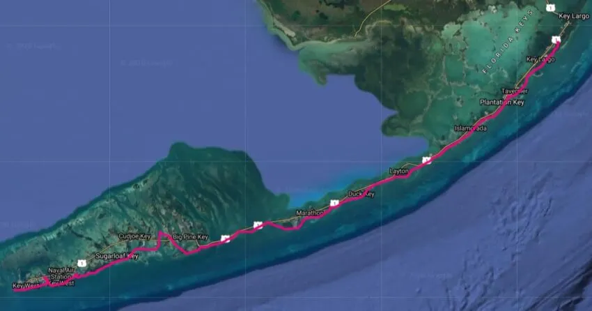 Florida Keys Paddling Trail Map, Key Largo to Key West