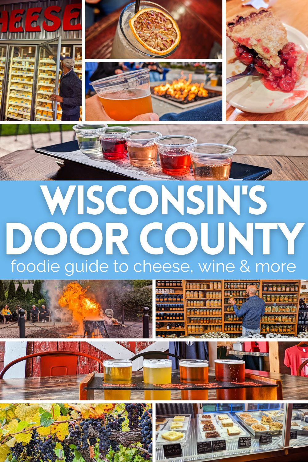 Door County, Wisconsin is a foodie paradise with cheese, cider and great places to eat all along the peninsula. Guide to farm stands, tasting rooms and great eats in Door County.
