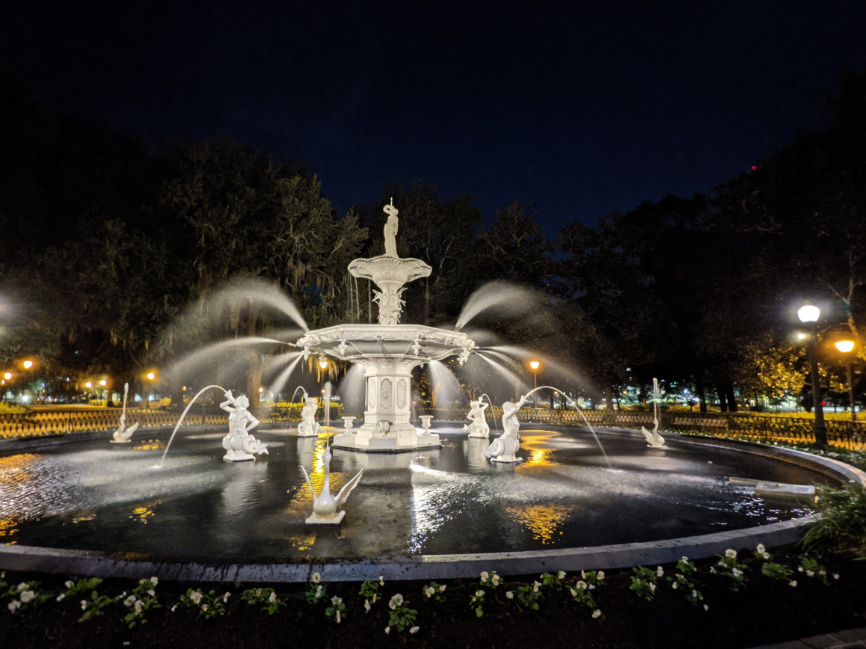Forsyth Park Fountain at Night Savannah Georgia 2