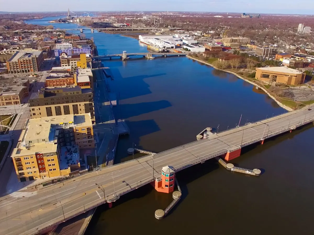 Fox River Flowing through Green Bay Wisconsin