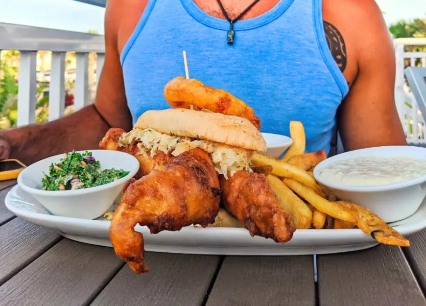 Fried Fish Reuben with Kale coleslaw at Panama Hatties Saint Augustine Beach 1