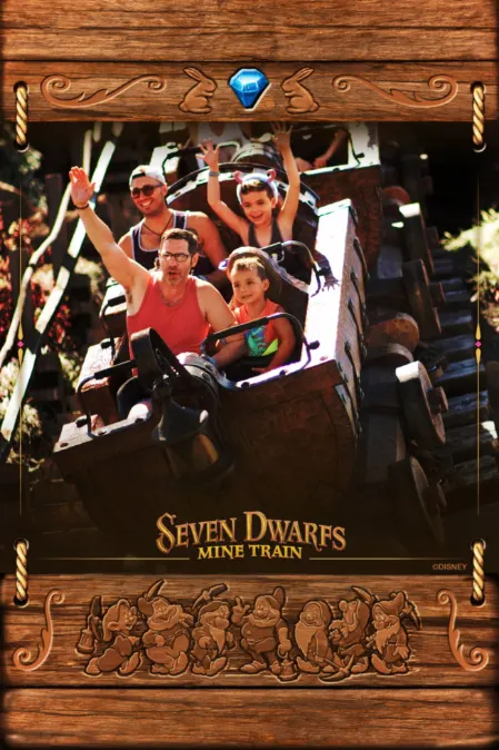 Full Taylor Family PhotoPass on Seven Dwarfs Mine Train Fantasyland Magic Kingdom Disney World Florida 1