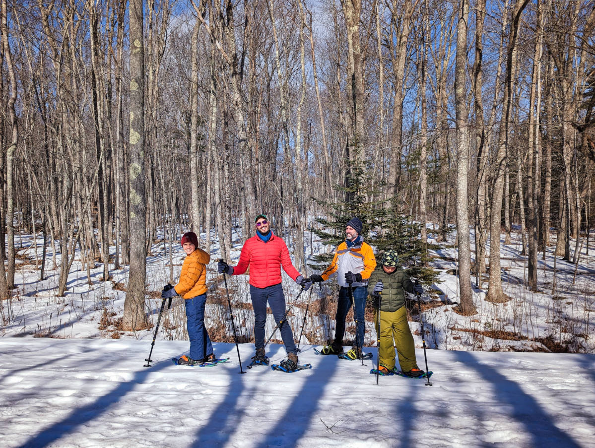 Full Taylor Family Snowshoeing at Mount Battie in Camden Hills State Park Midcoast Maine 1