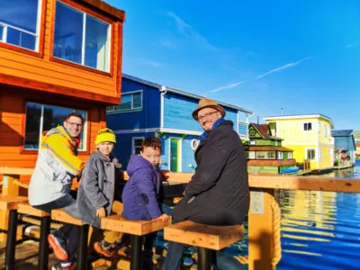 Full Taylor Family Sunny Day at Fishermans Wharf Inner Harbour Victoria BC 2