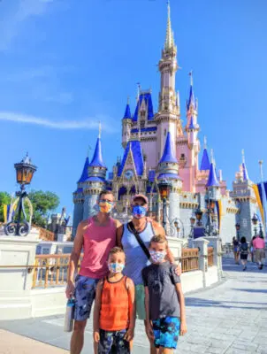 Full Taylor Family at Cinderella's Castle Magic Kingdom Disney World Florida 1