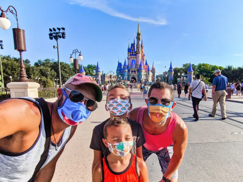 Full Taylor Family at Cinderella's Castle Magic Kingdom Disney World Florida 2