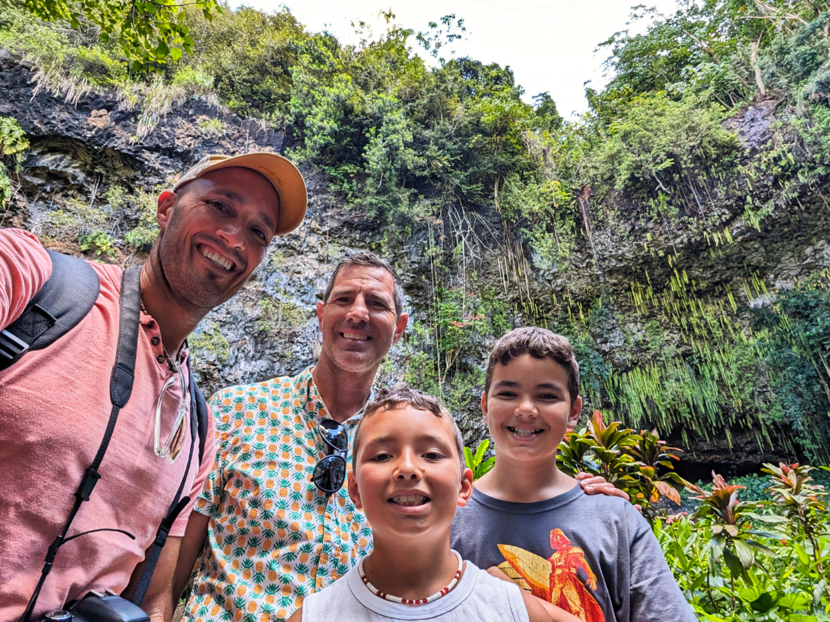 Full Taylor Family at Fern Grotto at Wailua River State Park Kapaa Kauai 2