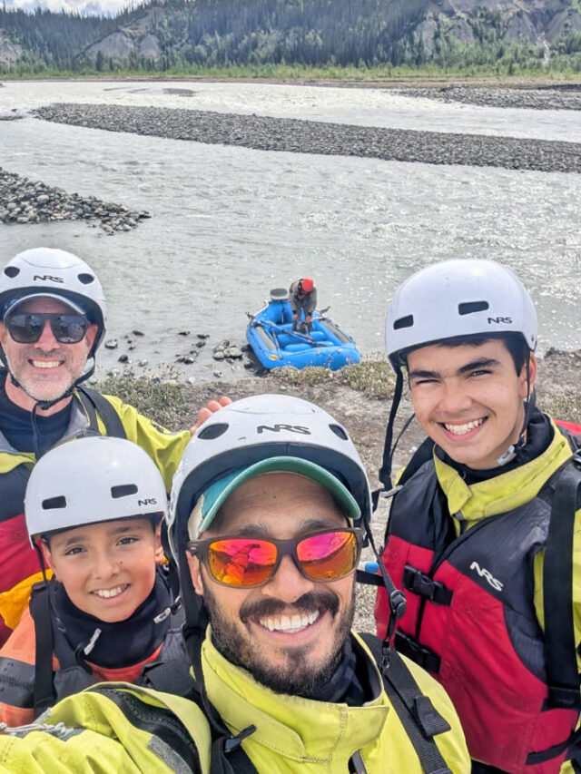Full Taylor Family at Kennicott River for Whitewater Rafting with McCarthy River Tours McCarthy Alaska