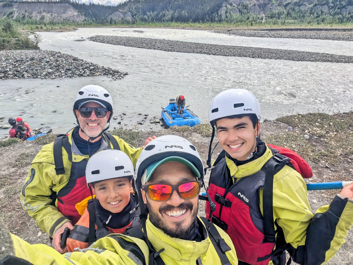 Full Taylor Family at Kennicott River for Whitewater Rafting with McCarthy River Tours McCarthy Alaska