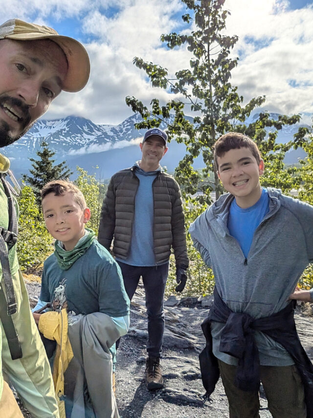 Full Taylor Family at Overlook Trail at Exit Glacier Trail Kenai Fjords National Park Alaska 1jpg