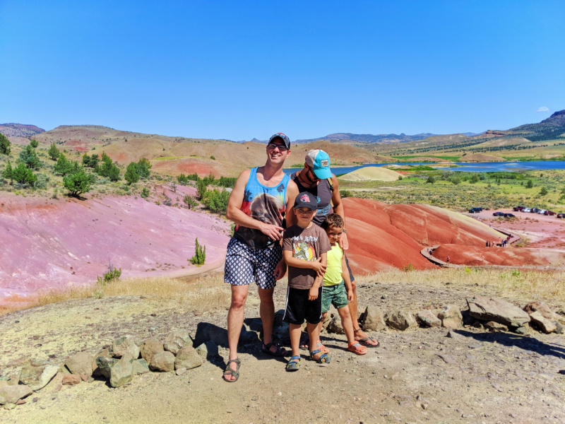 Full Taylor Family at Painted Cove trail Painted Hills John Day Fossil Beds NM Oregon 6b
