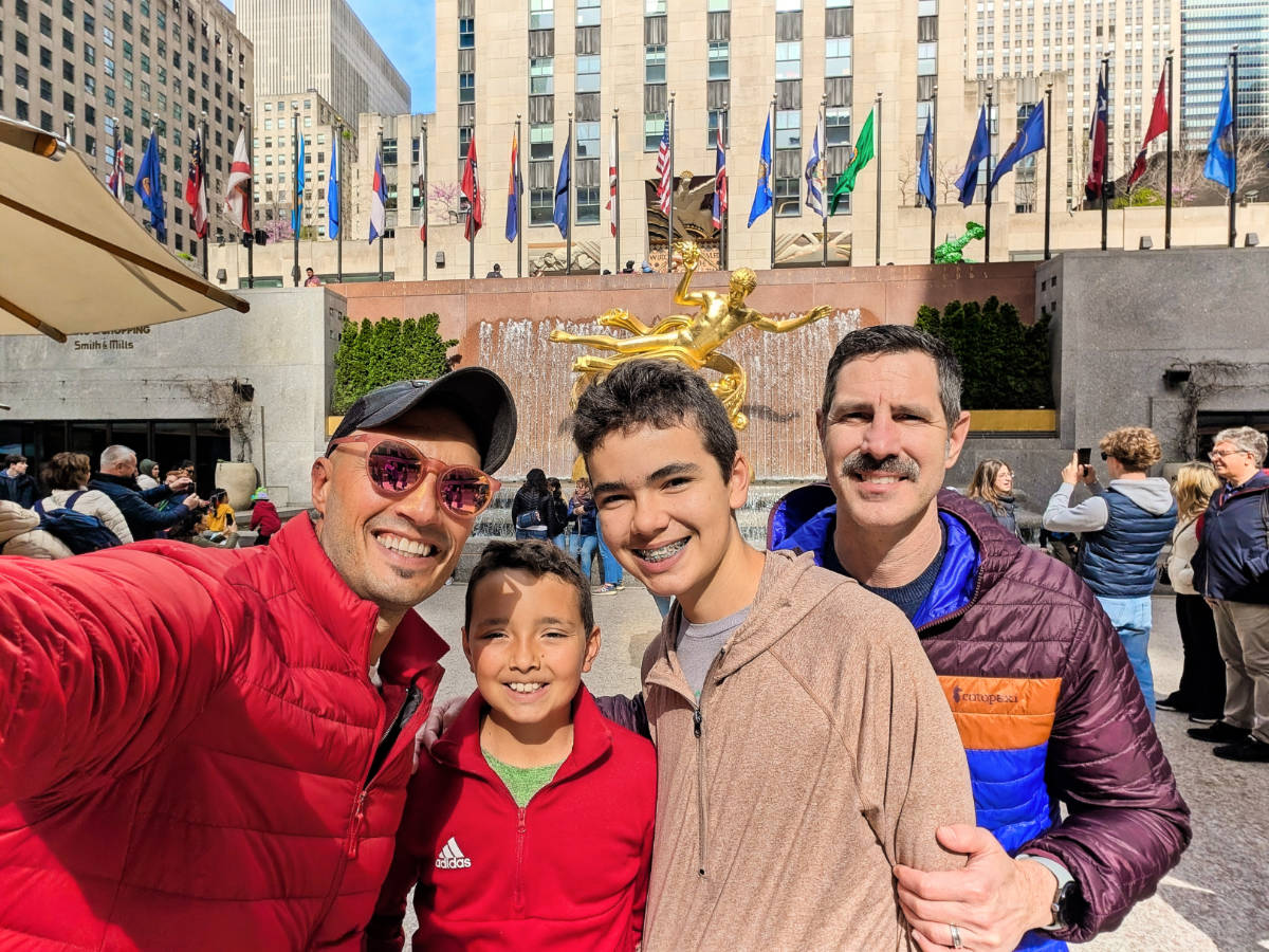 Full Taylor Family at Prometheus Fountain at Rockefeller Center New York City 1