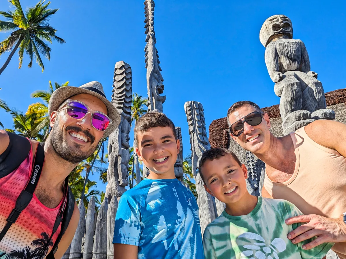 Full Taylor Family at Puʻuhonua o Hōnaunau National Historical Park Captain Cook Big Island Hawaii 2