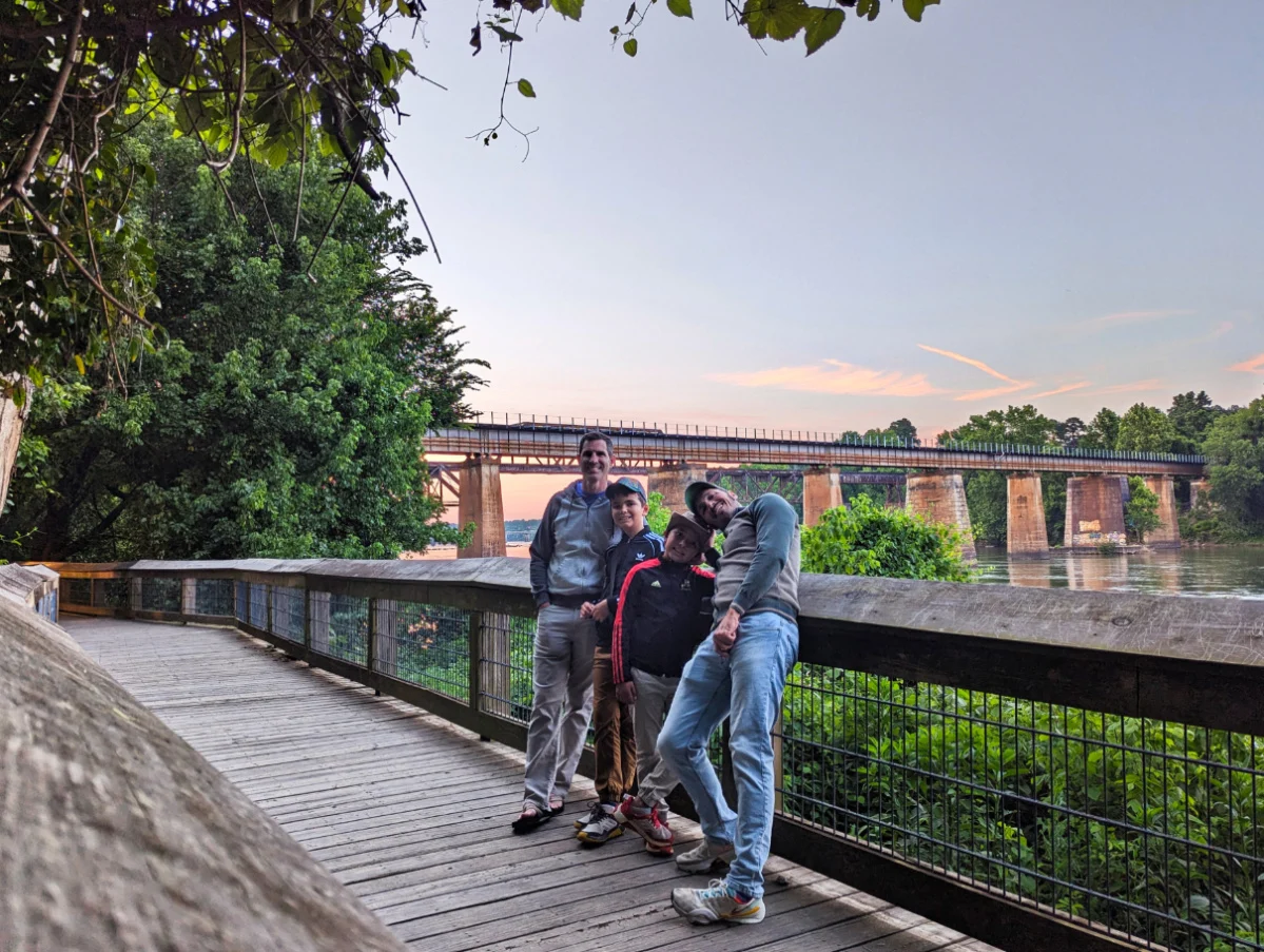 Full Taylor Family at Sunset on the Three Rivers Greenway Boardwalk Congaree River in Columbia South Carolina 2