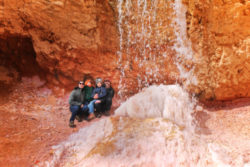 Full Taylor Family at Tropic Ditch Waterfall Mossy Cave Trail Bryce Canyon National Park Utah 1