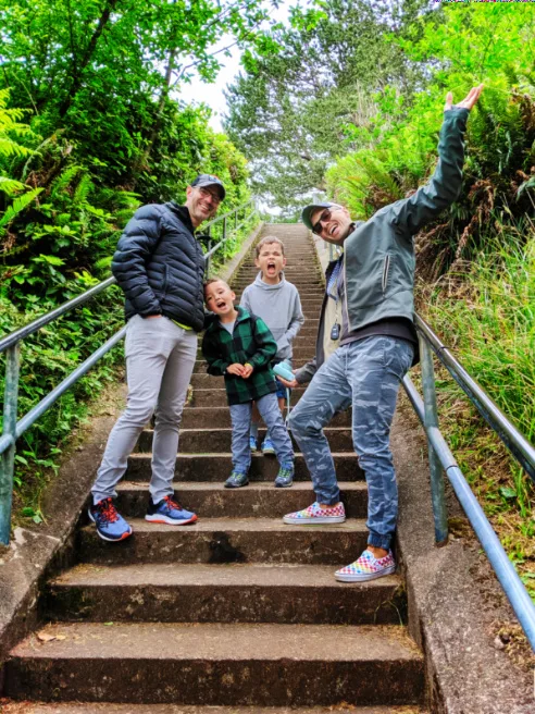 Full Taylor Family at bunkers at Fort Stevens State Park Astoria Oregon 2