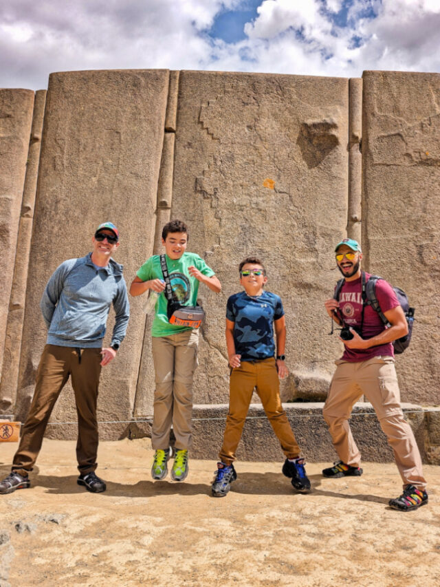 Full Taylor Family atop Inca Ruins at Ollantaytambo Sacred Valley Andes Peru 1