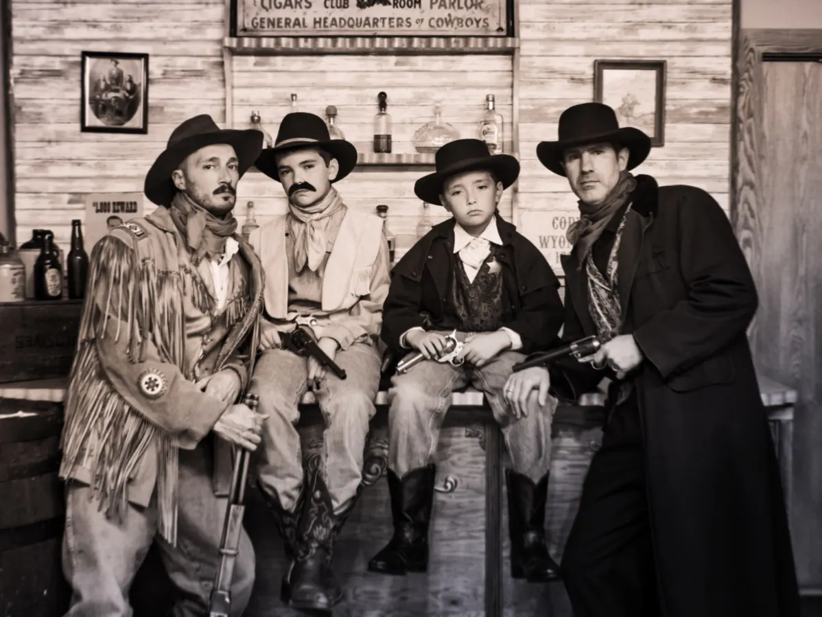 Full Taylor Family doing Old West Photo Shoot at Way Back When Studio Cody Wyoming 2