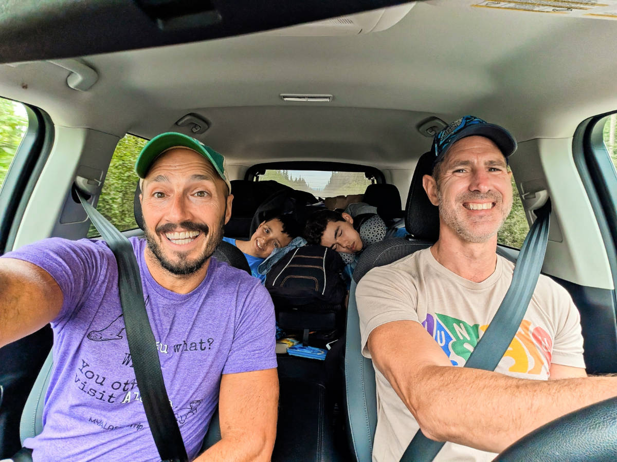 Full Taylor Family driving GoNorth Alaska Rental on McCarthy Road Alaska