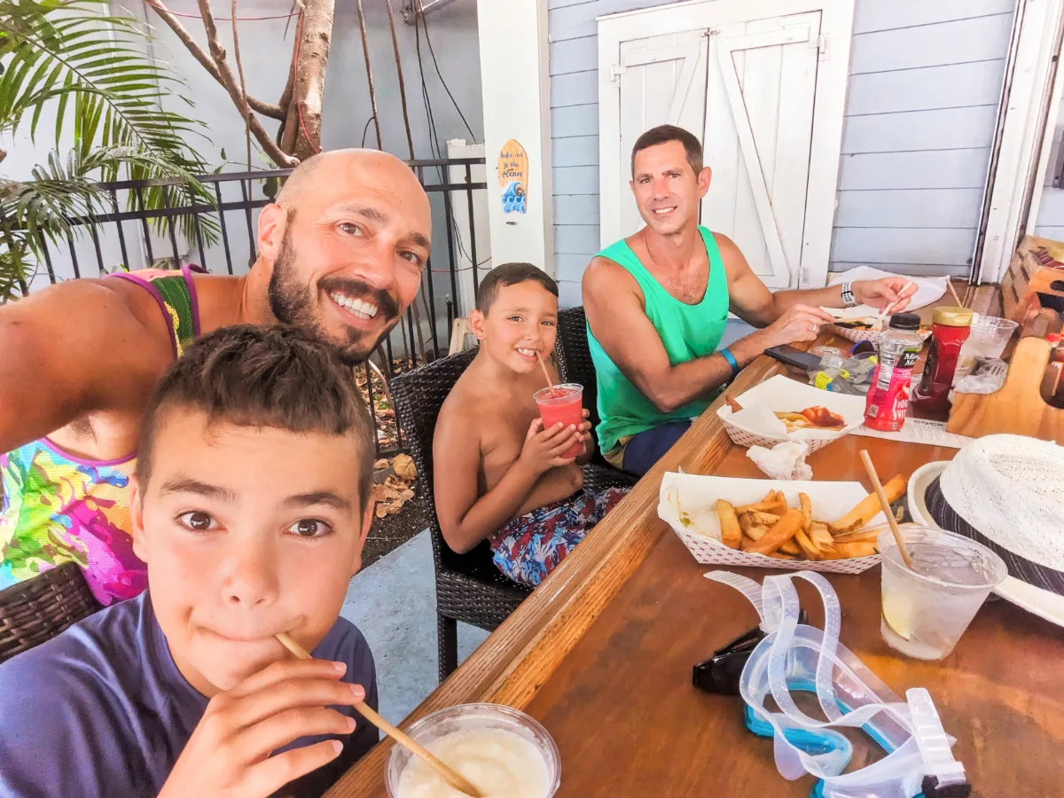 Full Taylor Family eating Lunch at Toasted Coconut Pool Bar at 24 North Hotel Key West Florida Keys 1