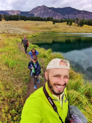 Full Taylor Family hiking Trout Lake Trail Yellowstone NP 5