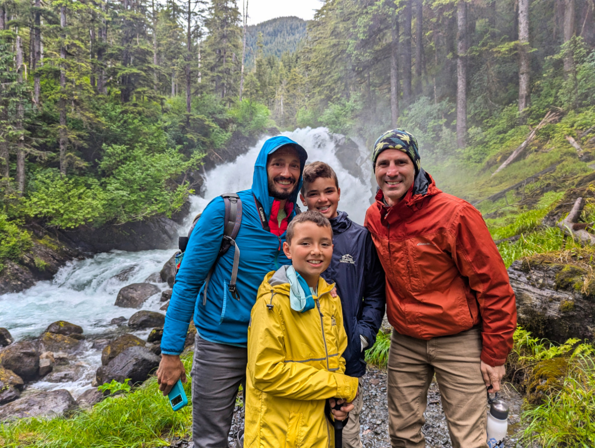 Full Taylor Family hiking at Cascade Creek UnCruise Wilderness Legacy Alaska 2