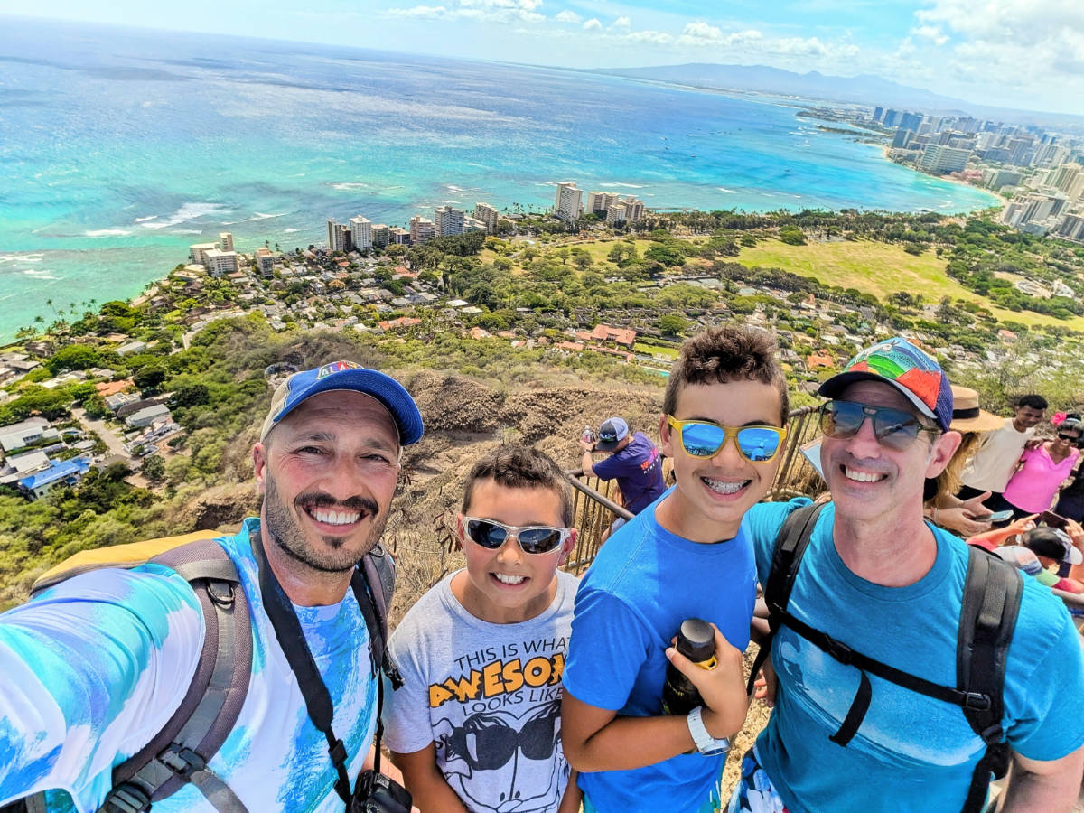 Full Taylor Family hiking at Diamond Head State Monument Honolulu Oahu Hawaii 1