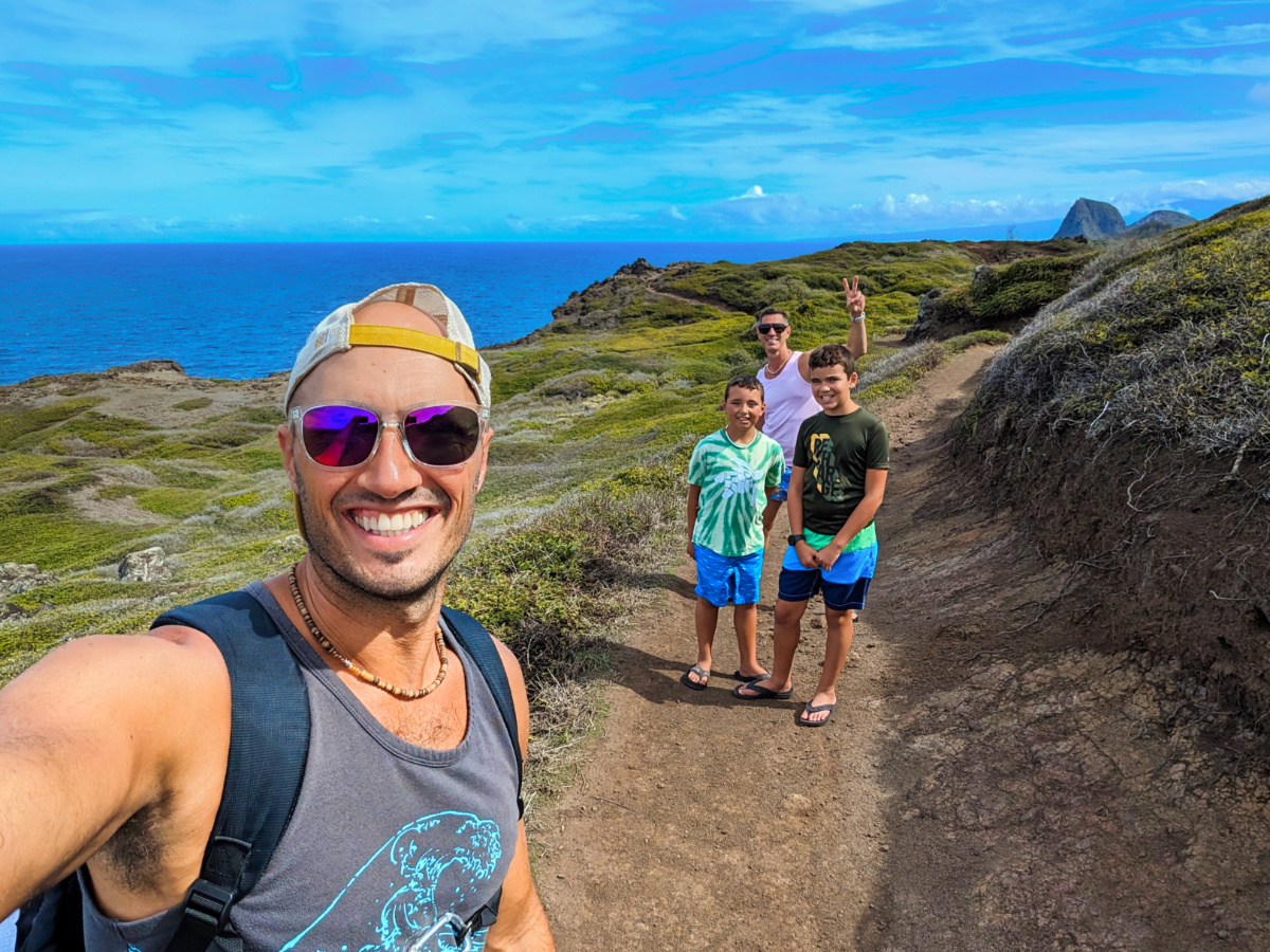 Full Taylor Family hiking the Ohai Trail on Kahekili Highway Northwest Maui Hawaii 2