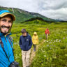 Full Taylor Family hiking through Wildflowers at Turnagain Pass Kenai Peninsula Alaska 1