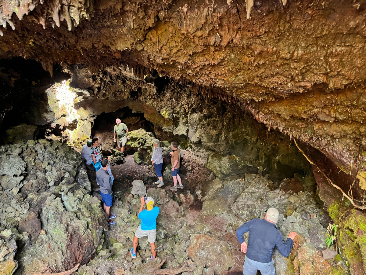 Full Taylor Family in Lava Tube at Hualalai Volcano hiking with Hawaii Forest and Trail Big Island Hawaii 2