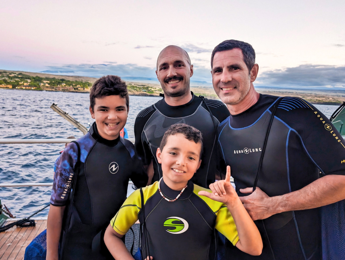 Full Taylor Family in wetsuits for Manta Ray Snorkeling with UnCruise Big Island Hawaii 1