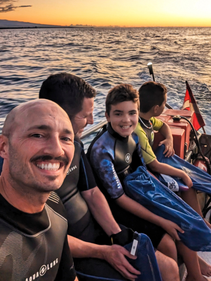 Full Taylor Family in wetsuits for Manta Ray Snorkeling with UnCruise Big Island Hawaii 4