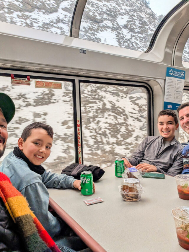Full Taylor Family on Amtrak Winter Park Express Ski Train at Winter Park Resort Colorado 2