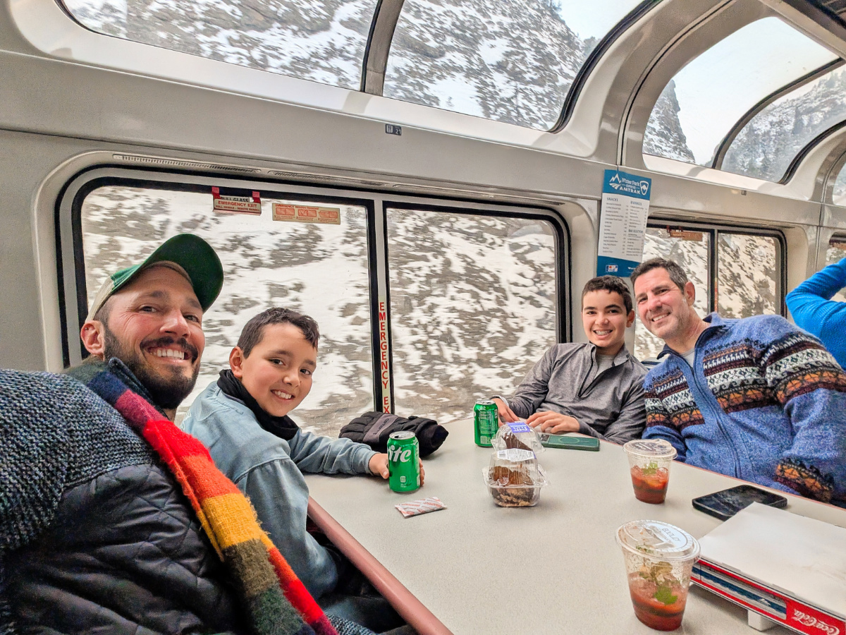 Full Taylor Family on Amtrak Winter Park Express Ski Train at Winter Park Resort Colorado 2