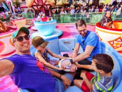 Full Taylor Family on Mad Tea Party Fantasyland Disneyland 2020 2