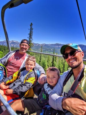 Full Taylor Family on chair lift Lone Peak Adventure tourn Big Sky Resort Montana 4