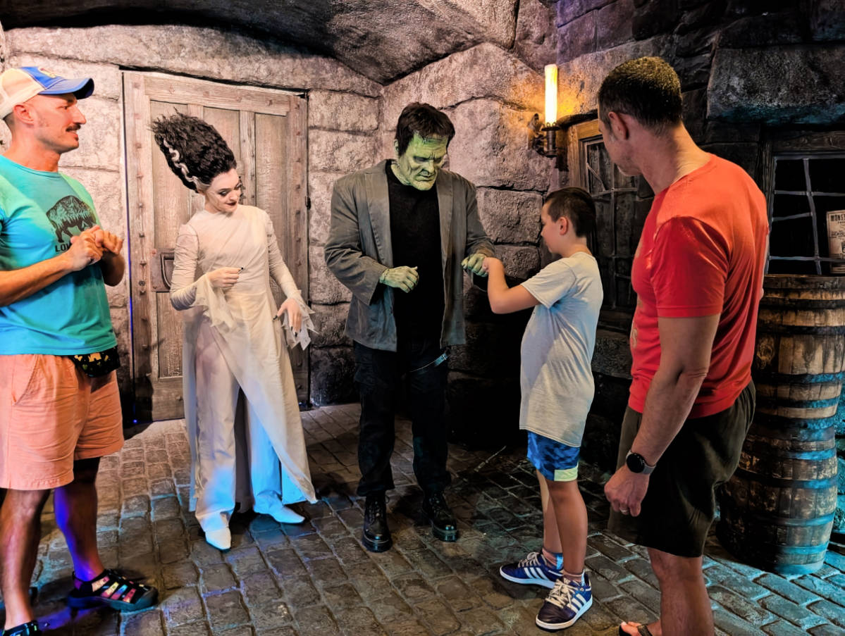 Full Taylor Family with Frankenstein and Bride in Dark Universe in Epic Universe Universal Orlando 1