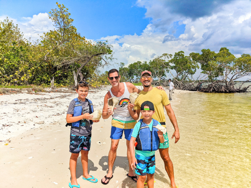 Full Taylor Family with Giant Conch in 10 Thousand Islands Everglades National Park Florida 2