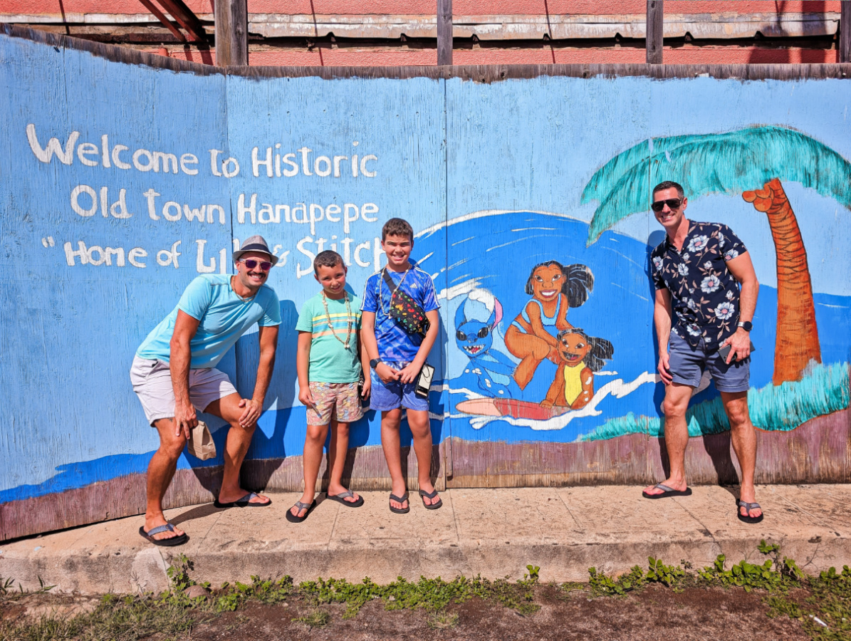 Full Taylor Family with Lilo and Stitch Mural in Hanapepe South Shore Kauai 1