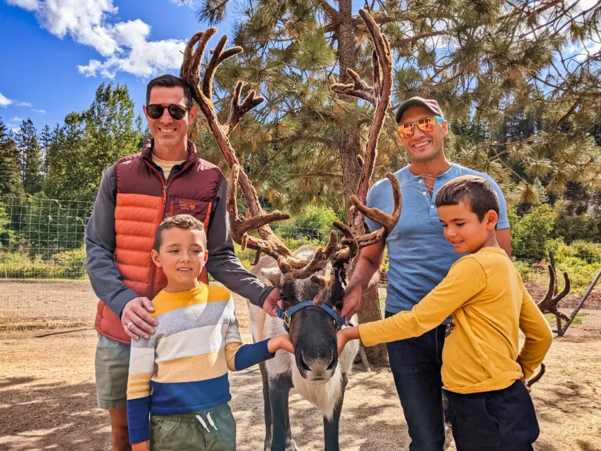 Full Taylor Family with Reindeer at Reindeer Farm Leavenworth Washington 4