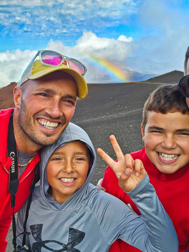 Full Taylor Family with Rainbow in Haleakala National Park Maui Hawaii 2