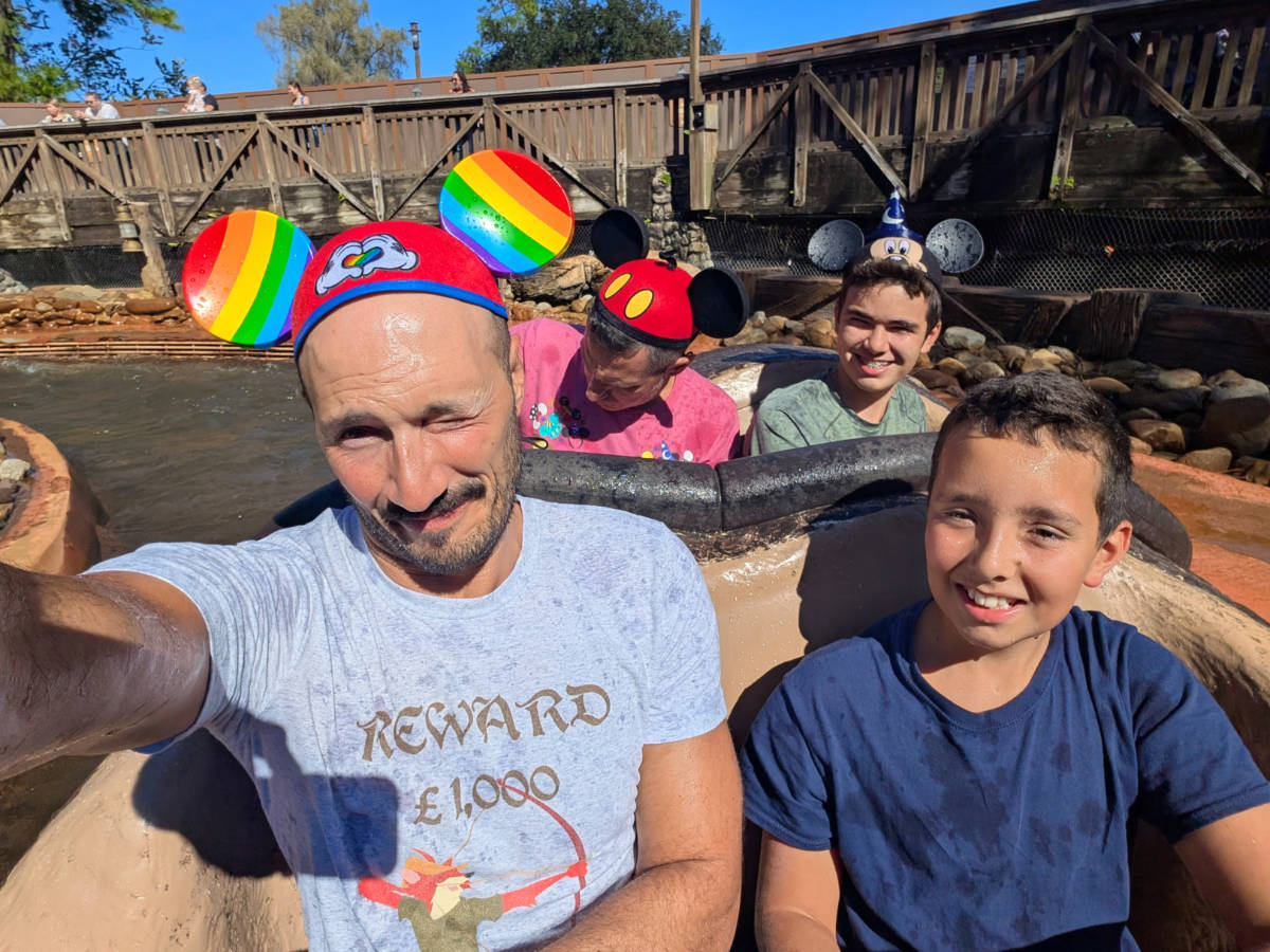 Full Taylor family on Tianas Bayou Adventure in Magic Kingdom Walt Disney World Orlando 2