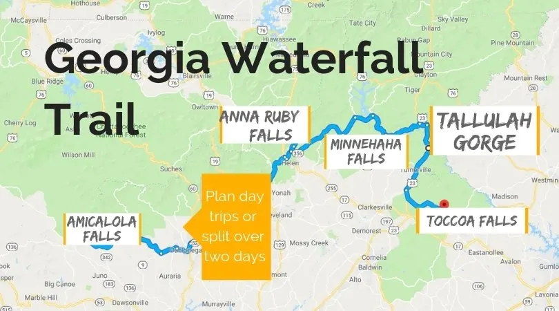 There are many beautiful Georgia waterfalls, and we've picked our favorites. The Georgia Waterfall Trail is an easy way to add nature to an Atlanta vacation or north Georgia getaway.