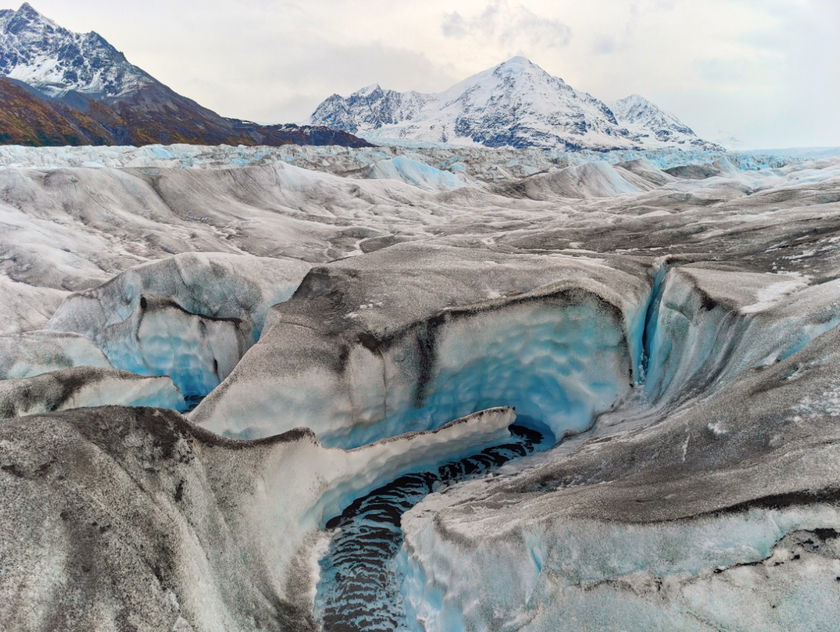 Glacial Stream on Knik Glacier From Helicopter Palmer Alaska Helicopter Tours 1