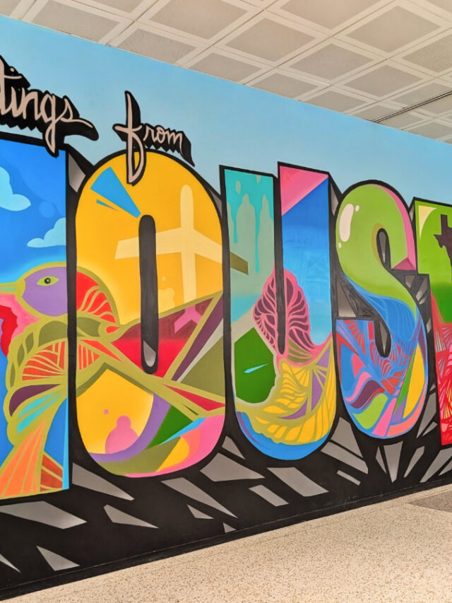 Greetings from Houston Mural in IAH Airport Houston Texas 1