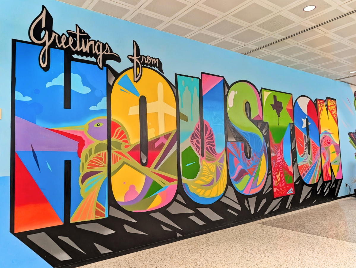 Greetings from Houston Mural in IAH Airport Houston Texas 1