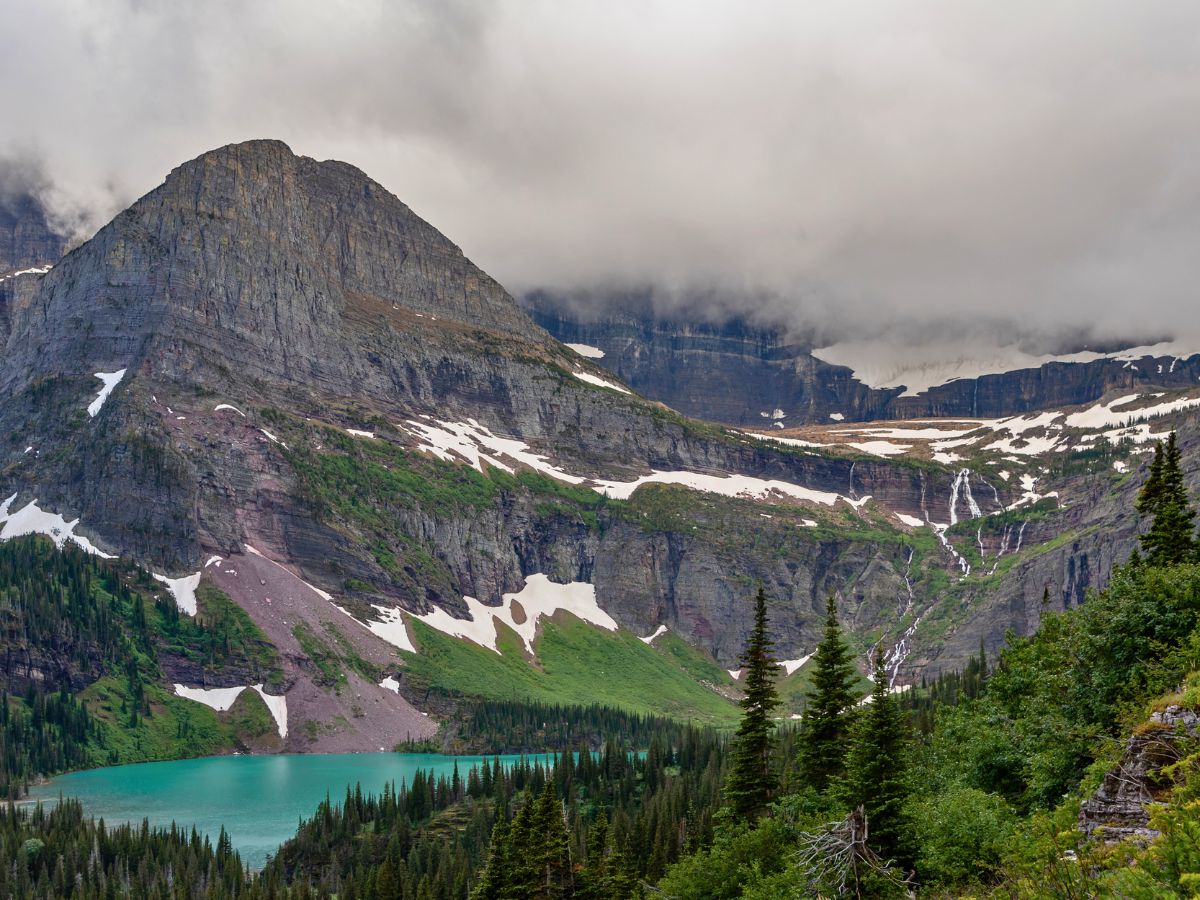 Grinnell Lake with Clouds in Glacier National Park Montana
