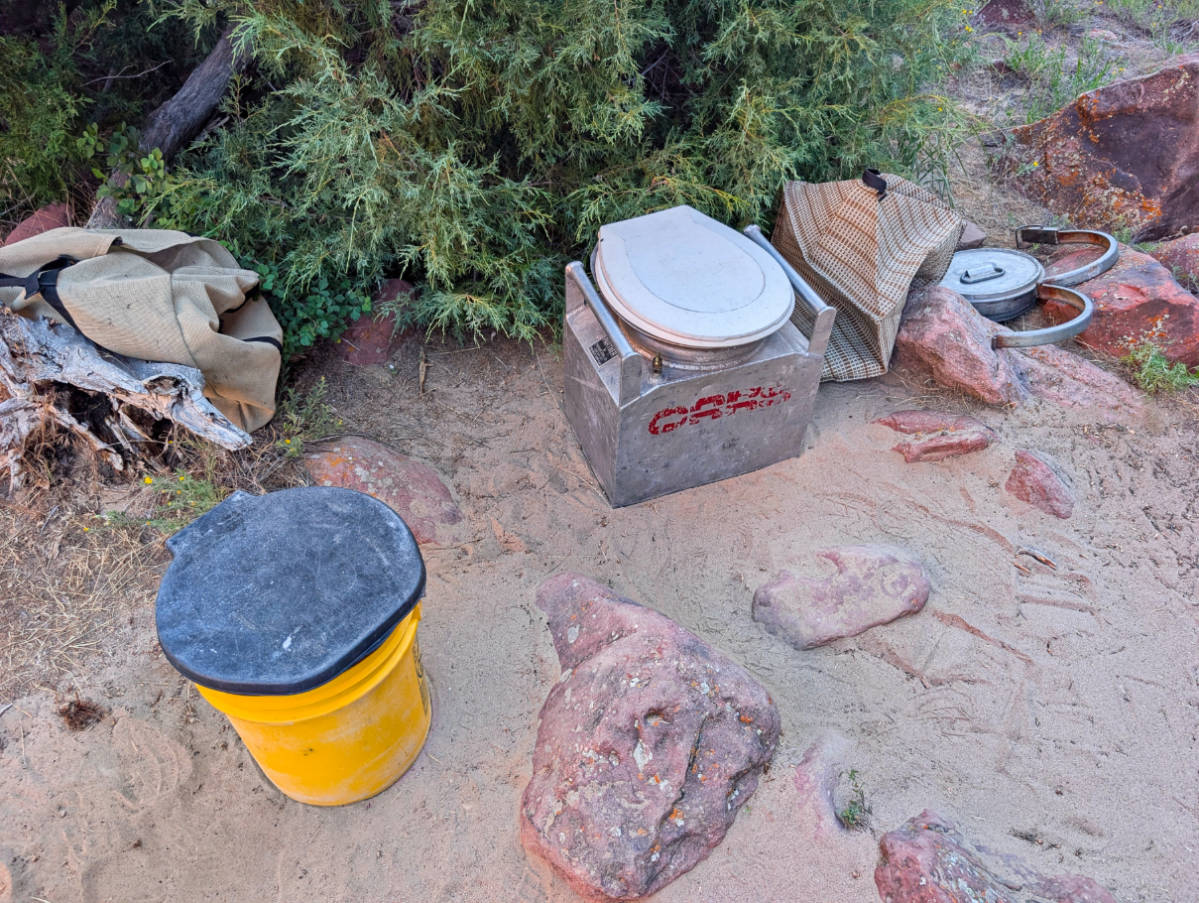 Groover Restroom setup while Rafting the Green River with OARS in Dinosaur National Monument Gates of Lodore Utah 1